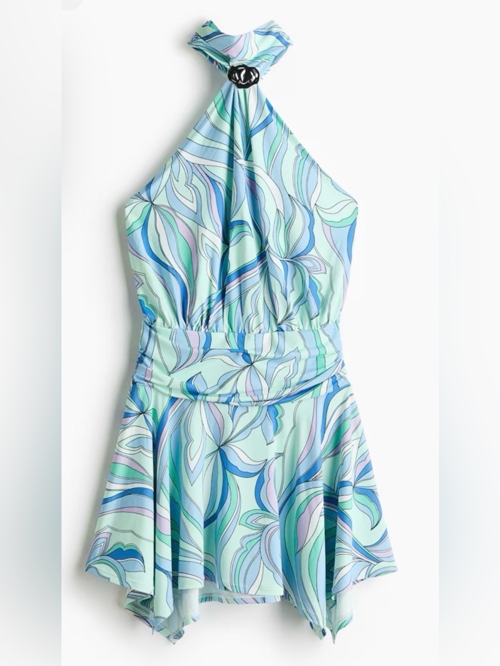 NWT H&M Pastel Blue Green Swirl pucci inspired Halter Dress sz m